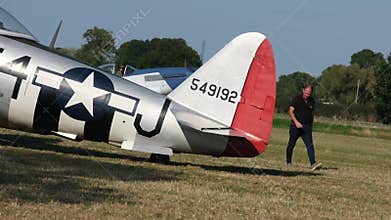 Victory Show. Leicester. UK September 2023. Air display. Republic thunderbolt fighter.