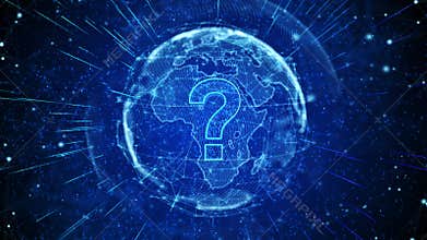Question Mark Digital Global Technology World Network connections background.