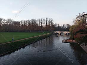 Cambridge River Bridge Park Water Landscape Old Building Autumn Fall Boat