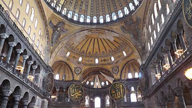 View of the interior Noble Hagia Sophia Grand Mosque in Istanbul.
