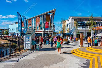 Cardiff, Wales, September 17, 2022: Restaurants at Mermaid Quay