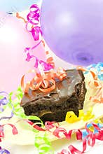 Cake balloons, ribbons
