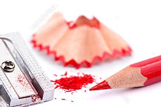 Red pencil and sharpener