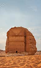 Tomb Lihyan Son of Kuza or Qasr al-Farid at Hegra, Saudia Arabia - most popular landmark in Mada\'in Salih