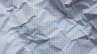 Crumpled graph paper displaying a textured background with blue grid lines, symbolizing concepts like errors, recycling, and