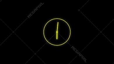 Clock animation in 12 hour loop animation. alarm clock icon concept