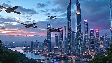 an elaborately intentional modern metropolis horizon astatine Generative AI