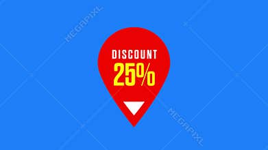25% Discount Red Badge Vector on Dark Blue Background animation