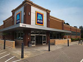 ALDI Supermarket Storefront Logo Cary NC Location Grocery Store International