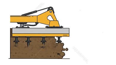 Drilling Machine Working on Construction Site Animation