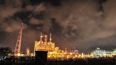 Time lapse of Oil and chemical plant in night time