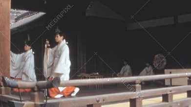 Japanese Ritual Dance with Ceremonial Staffs Kyoto Footage 1960s 1970s