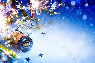 Art Christmas and 2014 New year party background