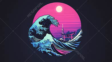 Synthwave Great Wave