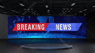 3D Virtual TV Studio News, Backdrop For TV Shows .TV On Wall.3D Virtual News Studio Background