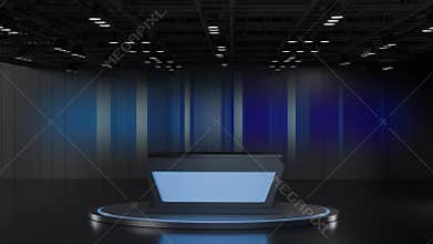 3D Virtual TV Studio News, Backdrop For TV Shows .TV On Wall.3D Virtual News Studio Background