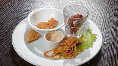 Snack for meat dinner at restaurant