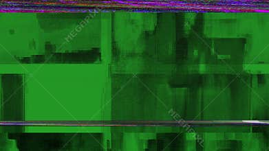 Digital errors with chroma key. Abstract digital background with glitch effect. Pixel texture with signal loss or corrupted data.