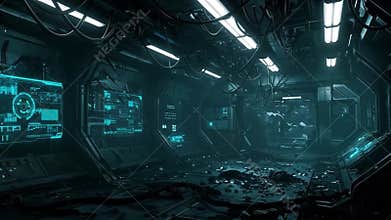 Cyberpunk Control Hub - 4K Futuristic Industrial Facility for Sci-Fi & Tech Projects