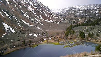 Scenic aerial landscape of sierra mountains near Sabrina lake ,Bishop California