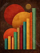 Retro Textured Chart Featuring Warm Fall Colors and Grain for Artistic Display or Design Inspiration