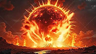 volatile sphere, torrid eruption, dazzling tendril of flame, Generative AI