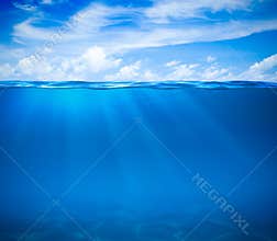 Sea or ocean water surface and underwater