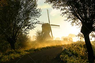 Windmill in fog