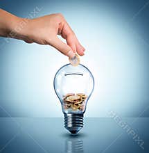 Invest to energy concept - euro in bulb