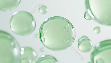 Abstract Green Serum Liquid Bubbles