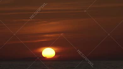 Time Lapse Sunset Red Sky and Beautiful Sea Footage Background Sun of Sunshine