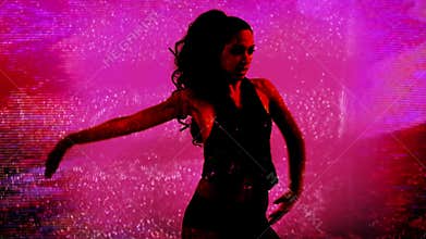 Cool posing female disco dancer