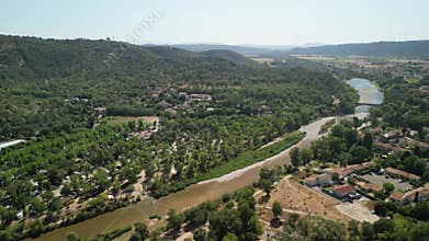Aerial View of Greoux-les-Bains with Verdant Landscape