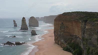 12 Apostles with limestone cliffs on Great Ocean Road at south-eastern coast of Victoria, Australia