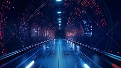 Quantum tunnel representing advanced quantum computing concepts and technologies. Generative AI