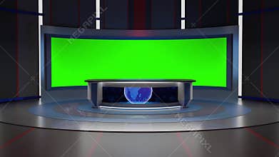 3D Virtual TV Studio News, Backdrop For TV Shows .TV On Wall.3D Virtual News Studio Background