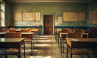 empty old class room in school