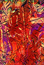 Abstract painting with floral elements