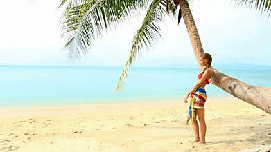 Pretty woman at the tropical beach