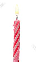 Burning Birthday Candle Cake Isolated On A White