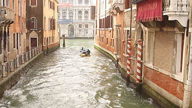 Motor boat on small canal