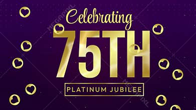 Celebrating 75th anniversary with golden typography and minimalist design with purple background