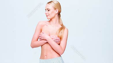 Cute Naked Woman Cover Her Breast
