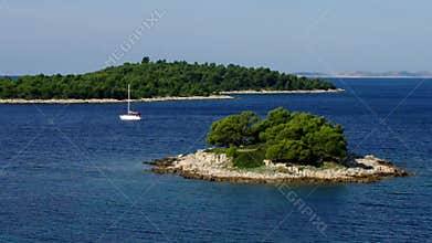 Island in Adriatic Sea and boat