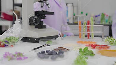 Laboratory quality control testing by food scientists and microbiologists involves analyzing vegetable samples