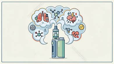 Exploring Effects of Vaping on Health With Illustrations of Lungs and Chemicals in a Creative Setting