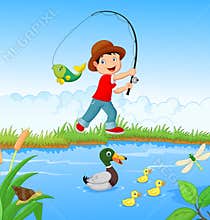 Little boy fishing