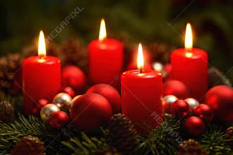 Advent wreath with 4 burning candles