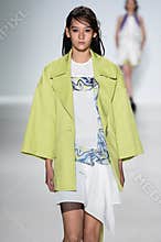 NEW YORK, NY - SEPTEMBER 04: A model walks the runway at Richard Chai Love Spring 2015 fashion show
