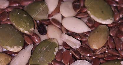Macro close up of mixed edible seeds